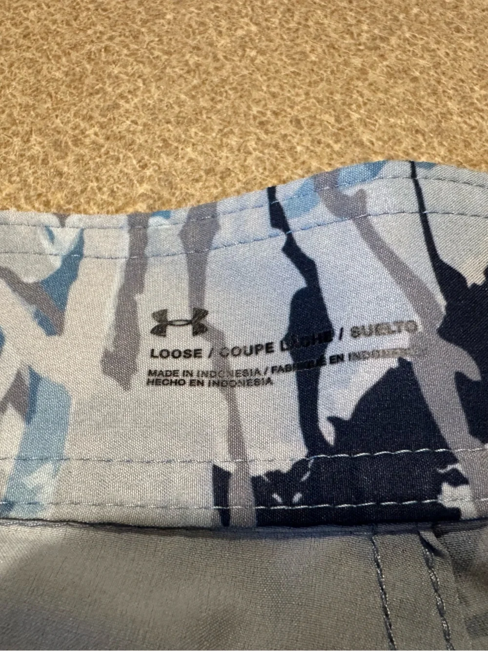 Under Armour Blue Gray Camo Swim Trunks
